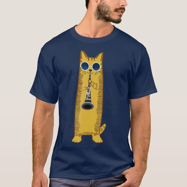 Coola Katt som spelar upp Clarinet Design Hippy Ka T Shirt (Framsida)