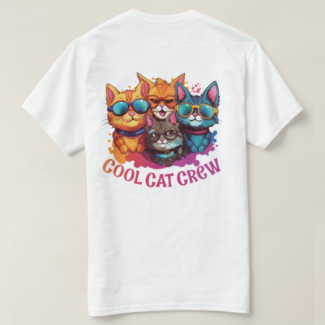 Coola Kattbesättning, assorterade katter, solglase T Shirt (Design baksida)