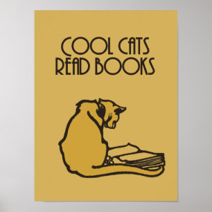 Coola katter: bokar retro stil poster