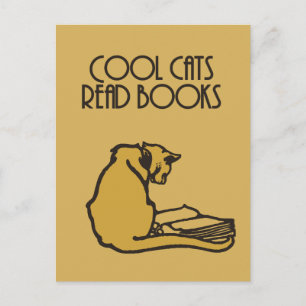 Coola katter: bokar retro stil vykort