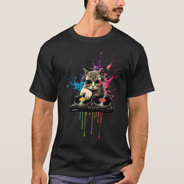 Coola katter DJ  1 T Shirt (Framsida)