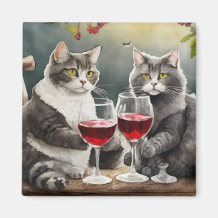 Coola Katter Dricker Vin Magnet! Magnet