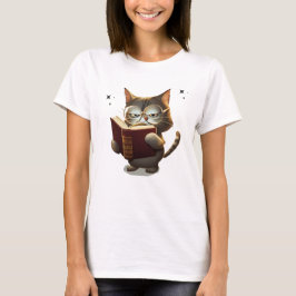 Coola Katter med glasögon lästa Bok T Shirt