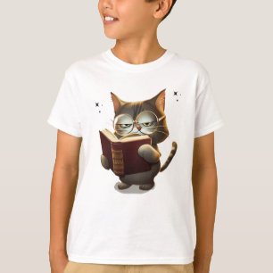 Coola Katter med glasögon lästa Bok T Shirt
