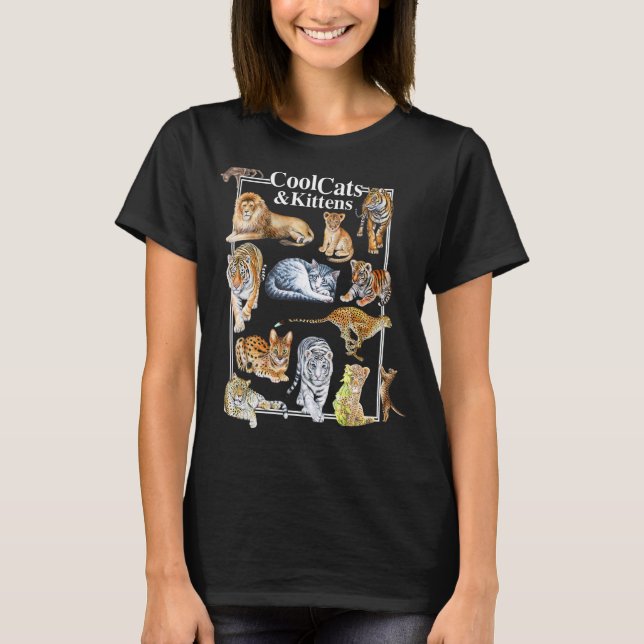 Coola Katter och kittens Tiger Lejon Leopard-Kattd T Shirt (Framsida)
