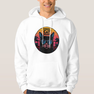 Coola Kattglasögon Vintage Synthwave Solnedgång Ko Hoodie
