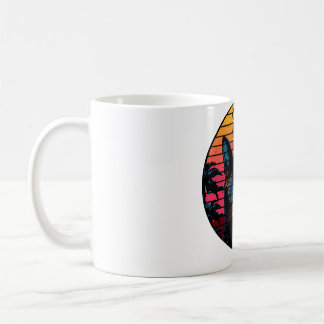 Coola Kattglasögon Vintage Synthwave Solnedgång Ko Kaffemugg
