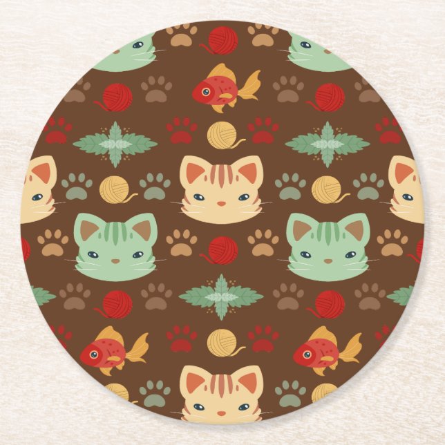 Coola, Kattunge i Earthy Färg Underlägg Papper Rund (Framsidan)