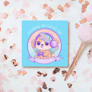 Coola Kawaii Gamer Girl Hund Birthday Önskemål i B Anteckningskort