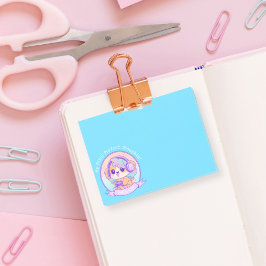 Coola Kawaii Gamer Girl Hund in Baby blue Post-it Block