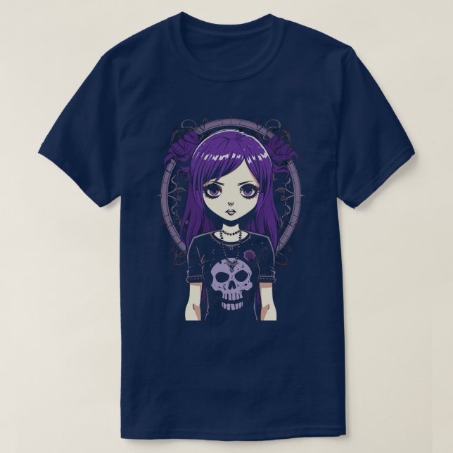 Coola Kawaii Goth Girl 2 T Shirt (Design framsida)
