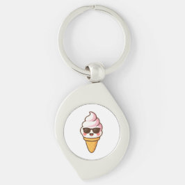 Coola Kawaii Ice Cream Swirl Silverfärgad Nyckelring