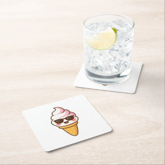 Coola Kawaii Ice Cream Underlägg Papper Kvadrat