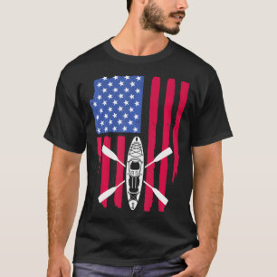 Coola Kayaking for Kayak Fishing USA American Flag T Shirt