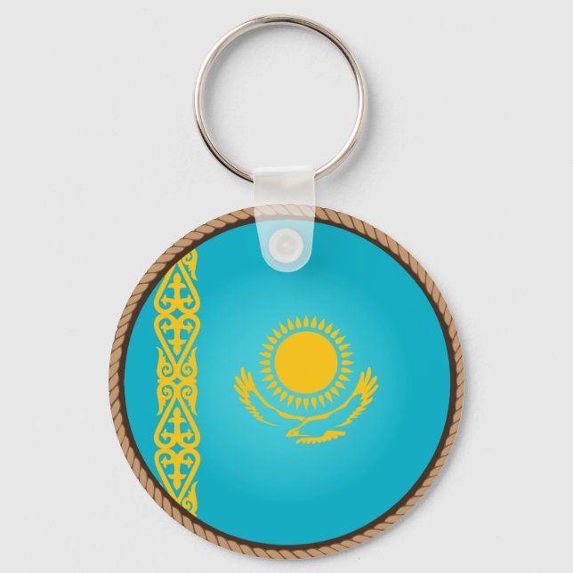 Coola Kazakstan Flagga Seal Nyckelring (Framsida)