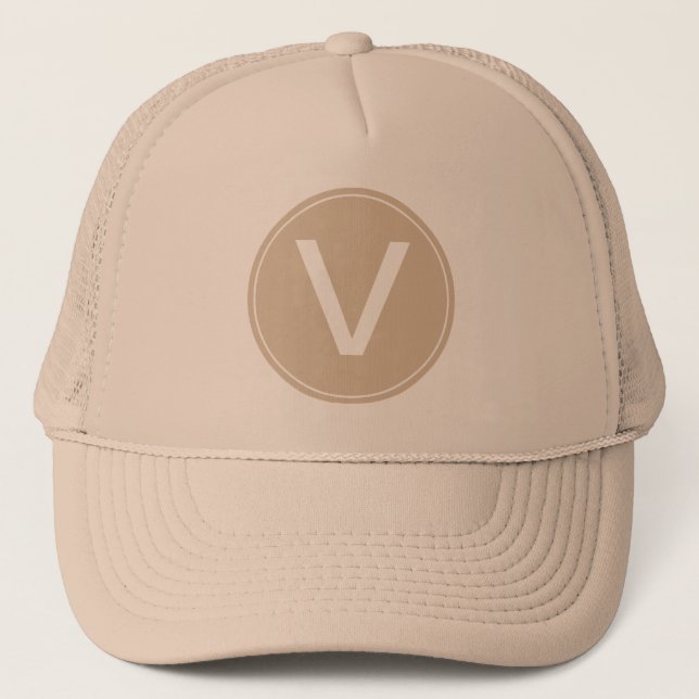 coola khaki och khaki monogram initialhatt. truckerkeps (Framsida)