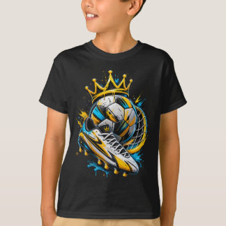 Coola Kids Fotboll Konge Krona Graffiti Splatter U T Shirt
