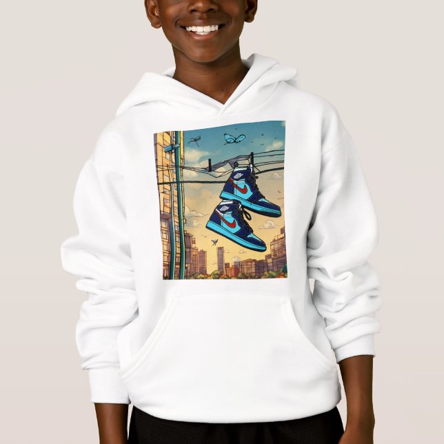 "Coola Kids: Sneakers Hanging Graphic Tee" T Shirt (Framsida)