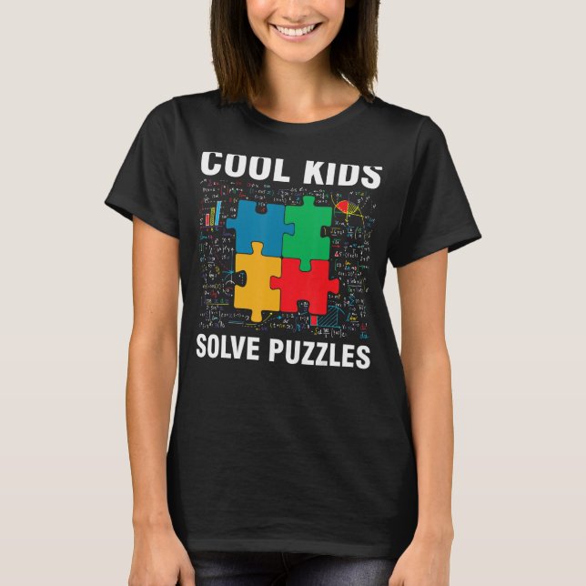 Coola Kids Solve Puzzles Jigszles Puzzles Math T Shirt (Framsida)