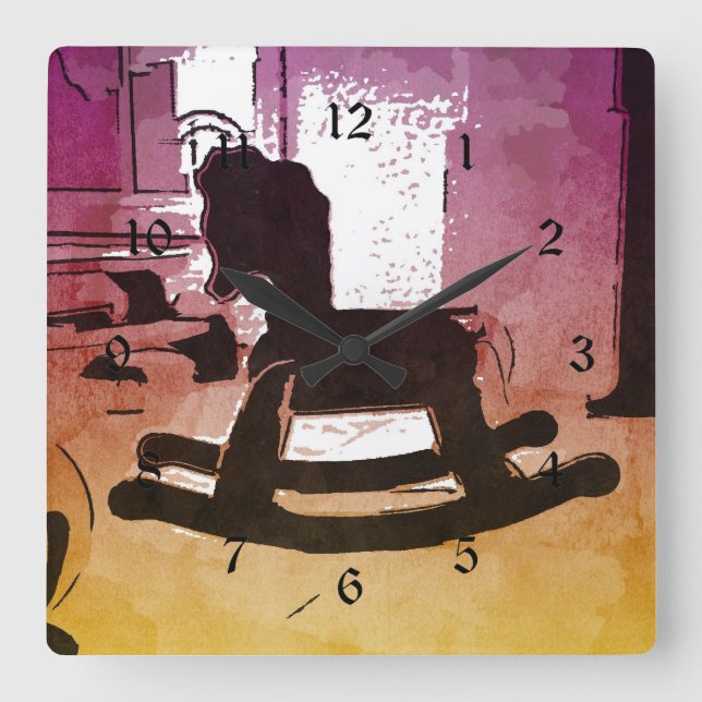 Coola Kids Wooden Rocking Horse Leksak Pop Art Fyrkantig Klocka (Framsida)