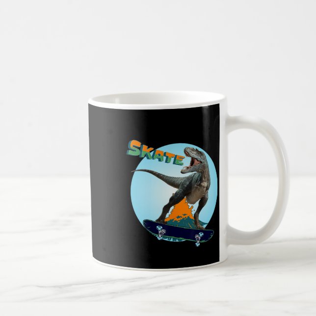 Coola killar skateboard T Rex dinosaur skateboard  Kaffemugg (Höger)