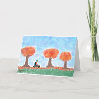 Coola-kille rullar genom löv-kort kort