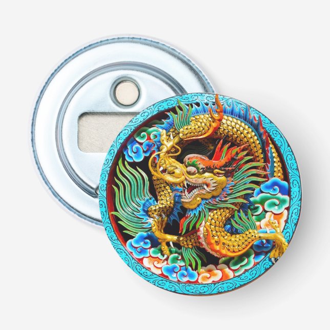 Coola kinesfärgad drake lotus blomkonst flasköppnare (Framsidan)