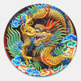 Coola Kinesisk färglös drake lotus blomart Runt Klistermärke