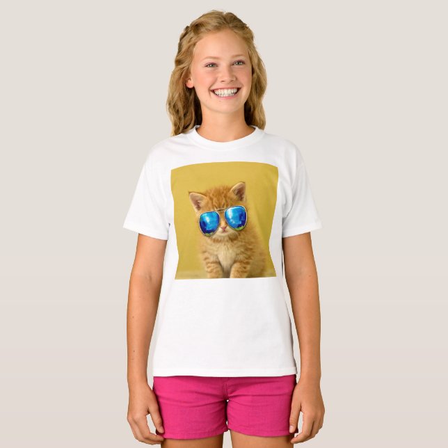 Coola Kitten i solglasögon T Shirt (Hel framsida)