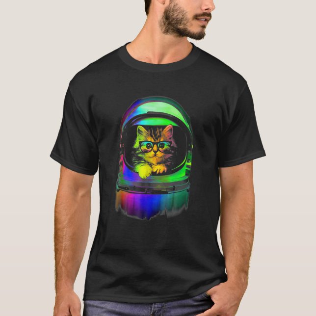Coola Kitten på Helmet Space Cat e För manar Wome T Shirt (Framsida)
