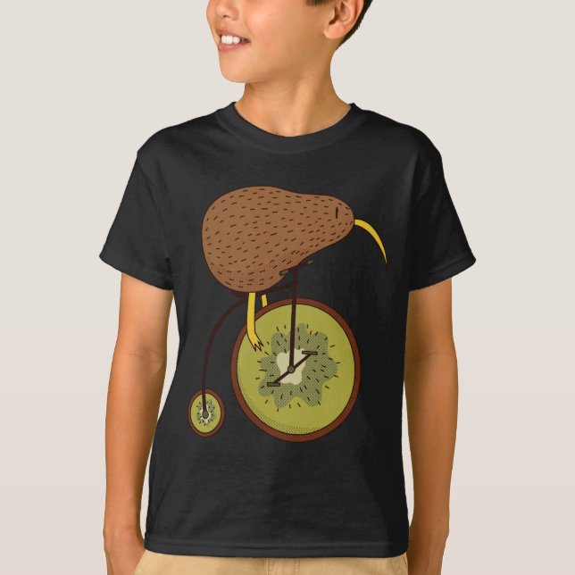 Coola Kiwi Bird på Kiwi Fruit Design T Shirt (Framsida)