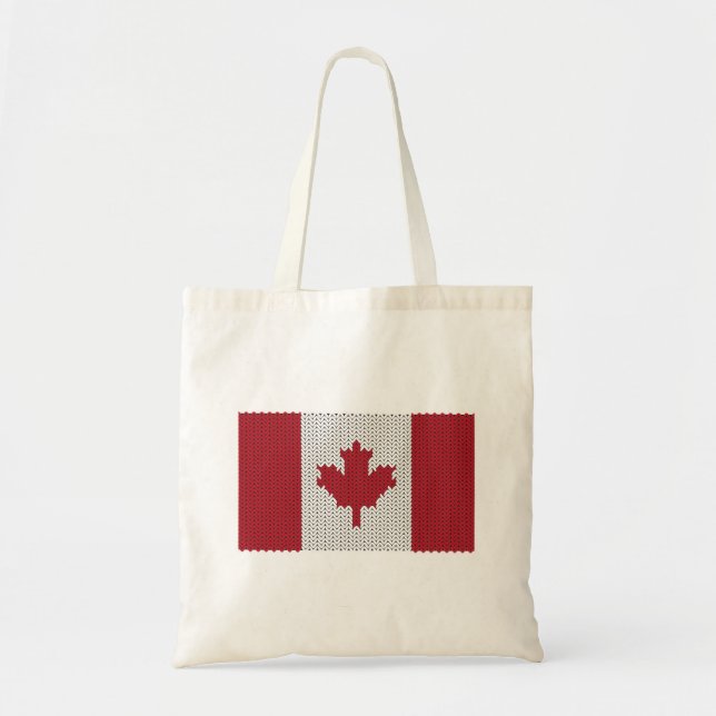 Coola Knitted Canadian Flagga Tote Bag Tygkasse (Framsidan)