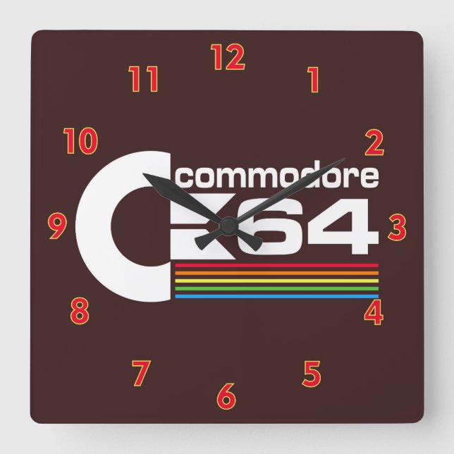 Coola Kommando C64-Logotyp för dator Fyrkantig Klocka (Framsida)
