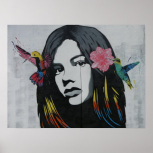 Coola konst teckning målar upp kvinna dam modern k poster