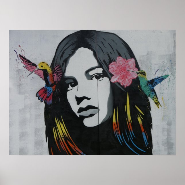 Coola konst teckning målar upp kvinna dam modern k poster (Framsidan)