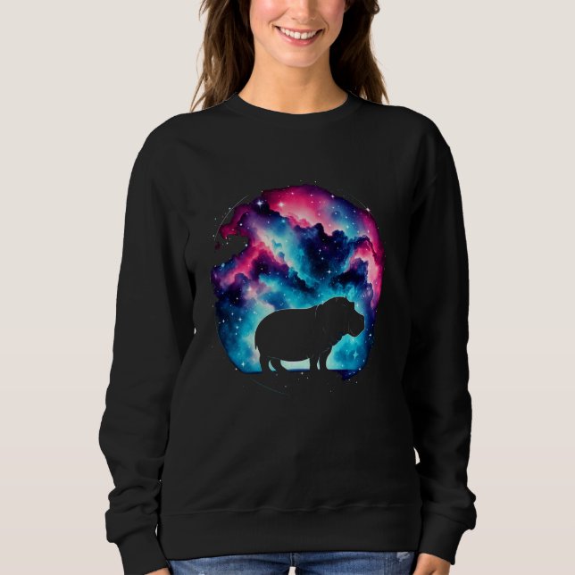 Coola Kosmisk Hippopotamus Galaxy Graphic Space Ar T Shirt (Framsida)