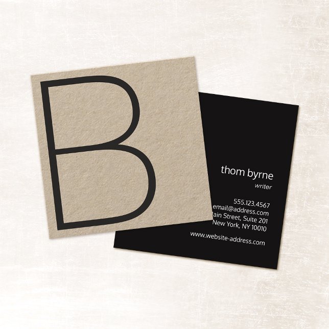 Coola Kraft Professionell Monogram Square Fyrkantigt Visitkort (Skapare uppladdad)