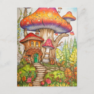 Coola Kreativ Psychedelic Mushroom Dwelling Vykort