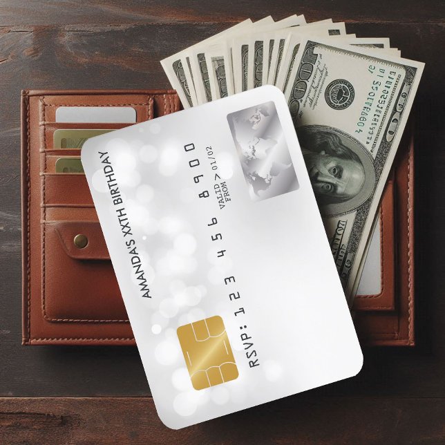 Coola Kredit Card-Födelsedagsfest Inbjudningar (Cool Birthday Party Invitation)