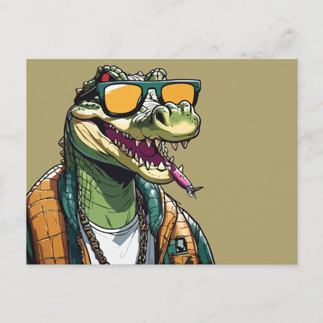 Coola krokodil med solglasögon vykort (Framsida)
