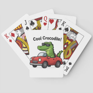 Coola KrokodilTecknad i solglasögon som kör bil Casinokort