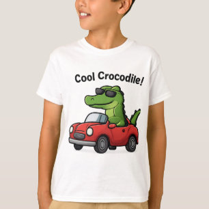 Coola KrokodilTecknad i solglasögon som kör bil T Shirt