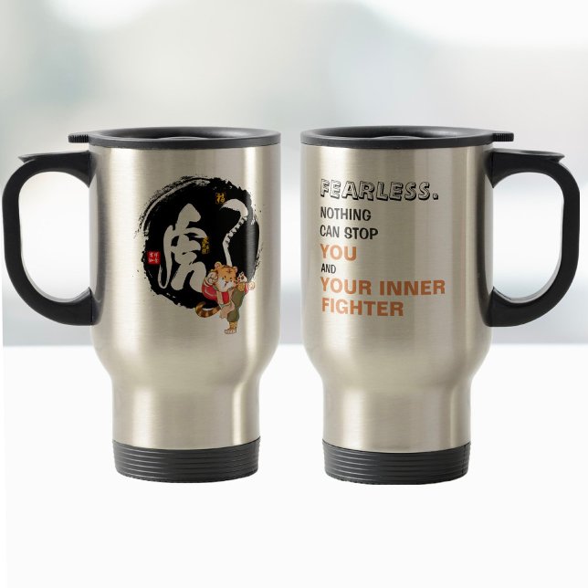 Coola Kung fu Tiger Fearless Inspirational Quote C Resemugg (Skapare uppladdad)