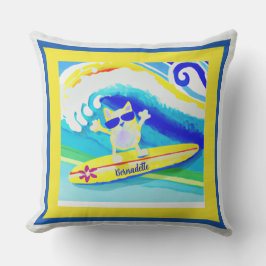 Coola Kuststranden Vibes Surfer Cat Namn Kudde