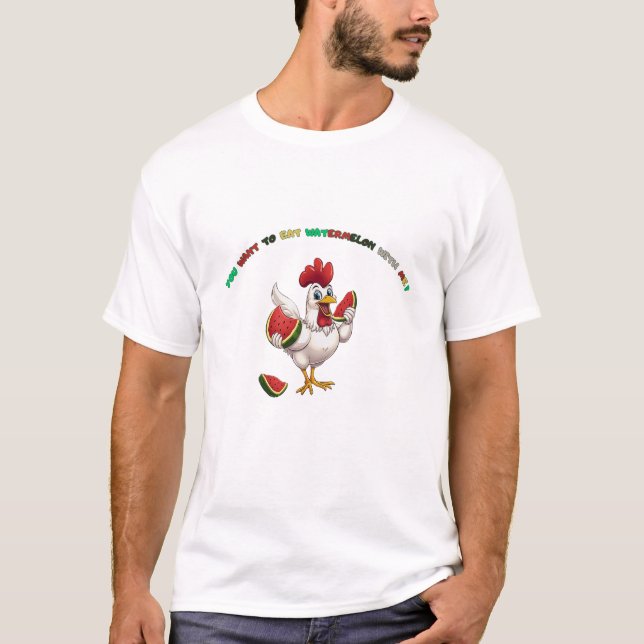 Coola kycklingätande vattenmelon T-shirt (Framsida)