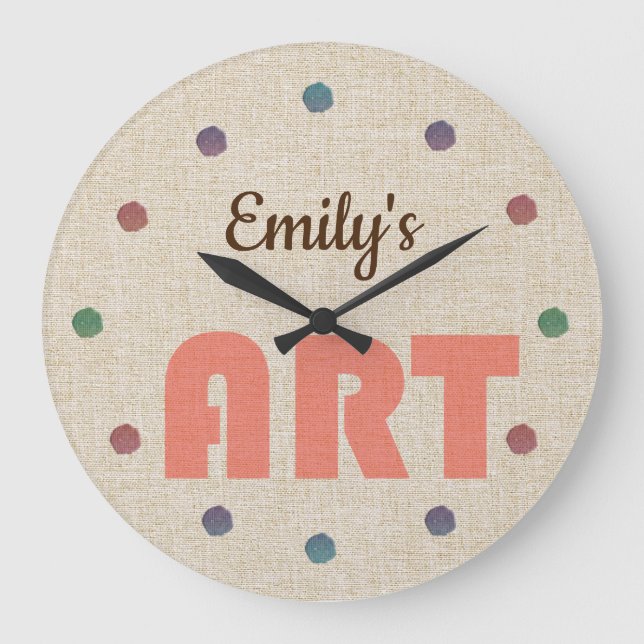 Coola Lägg till konstnärlig Namn-konst Stor Klocka (Framsida)