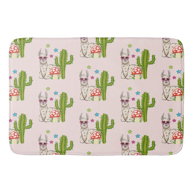 Coola Lama i Heart-Shaped Sunglasses Mönster Badrumsmatta (Framsidan)