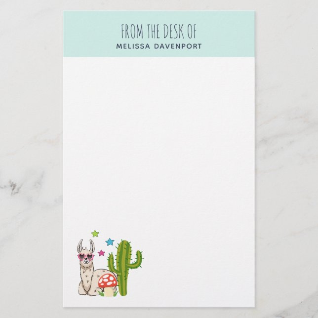 Coola lama i hjärtformade solglasögon brevpapper (Framsida)