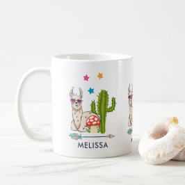 Coola lama i hjärtformade solglasögon kaffemugg