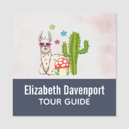 Coola lama i hjärtformade solglasögon namnbricka